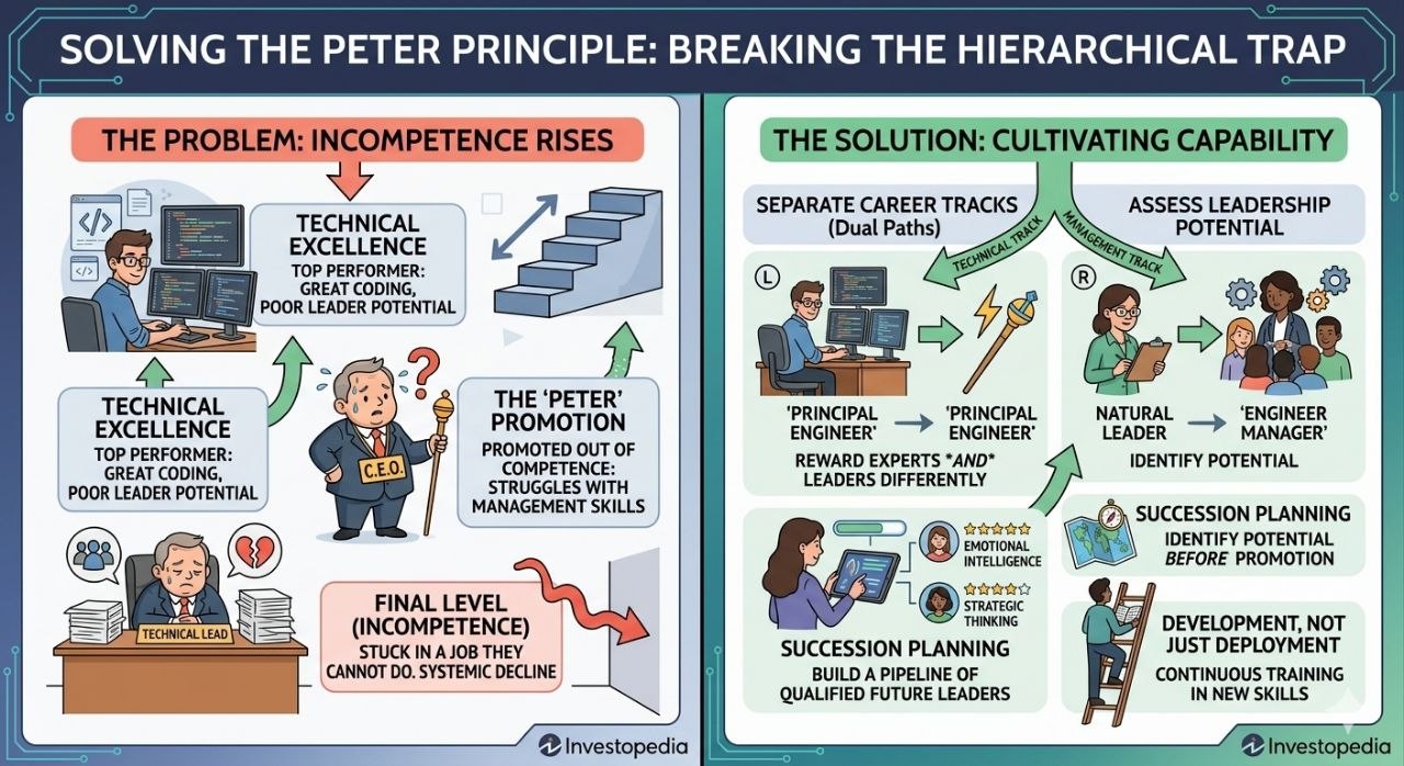 The Peter Principle: Solving the Hierarchical Trap